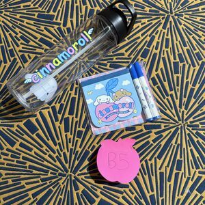 Sanrio Cinnamoroll Plastic Water Bottle & Notebook